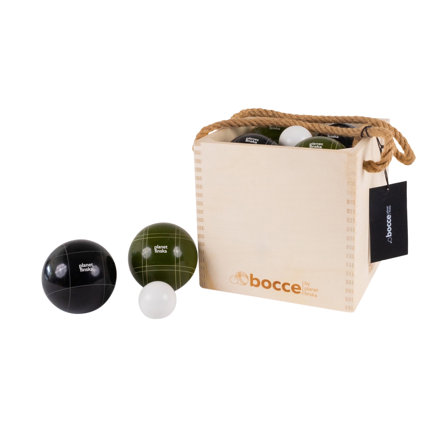 Planet Finska Premium Bocce in Carry Crate - Moss Green / Charcoal Black